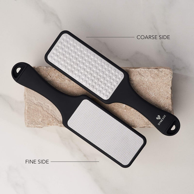 DYNESSE Foot File. Best Premium Pedicure Foot Rasp and Callus Remover. 3-in-1 Tool. Removes Hard Skin. No Risk of Injury. Stainless Steel. Ergonomic Handle. Washable. Works on Both Wet and Dry Feet. - Image 4